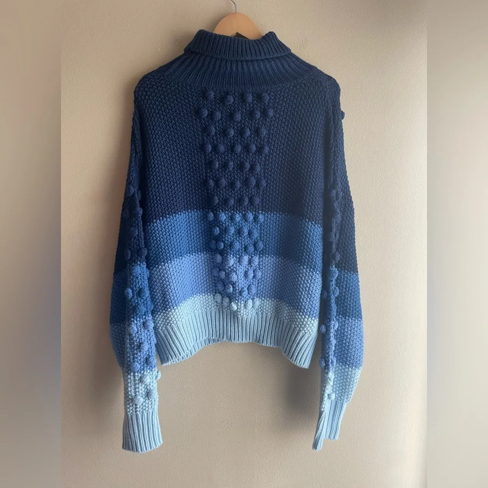 Allison New York Women Chunky Turtleneck Blue Sweater Oversized M-L - Picture 4 of 8